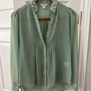Bar III sheer mint green top